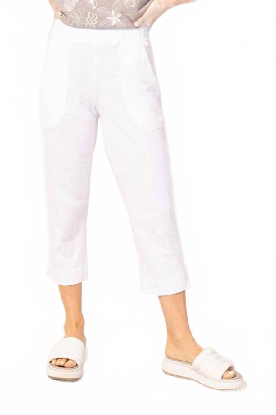 NEW ESCAPE textured peruvian cotton on the go capri in white